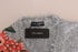 Dolce & Gabbana Silver Cardigan Floral Applique Sweater